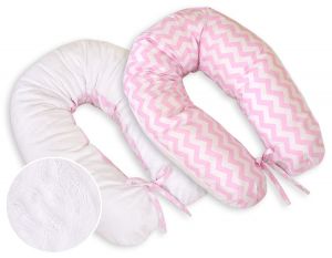 Poduszka ciążowa dwustronna Longer- Simple chevron różowo-biały